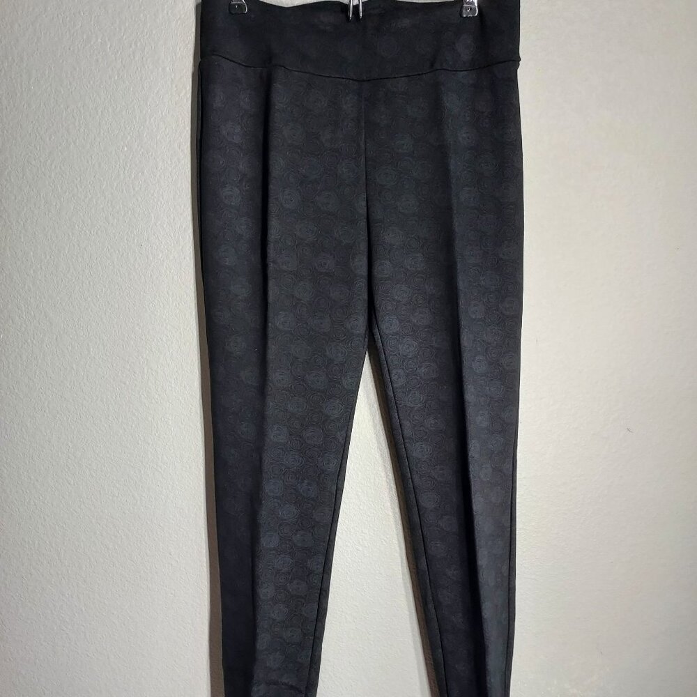 Lena Gabrielle Women Stretchy Rose Patterned Pants - Black - Size 4
